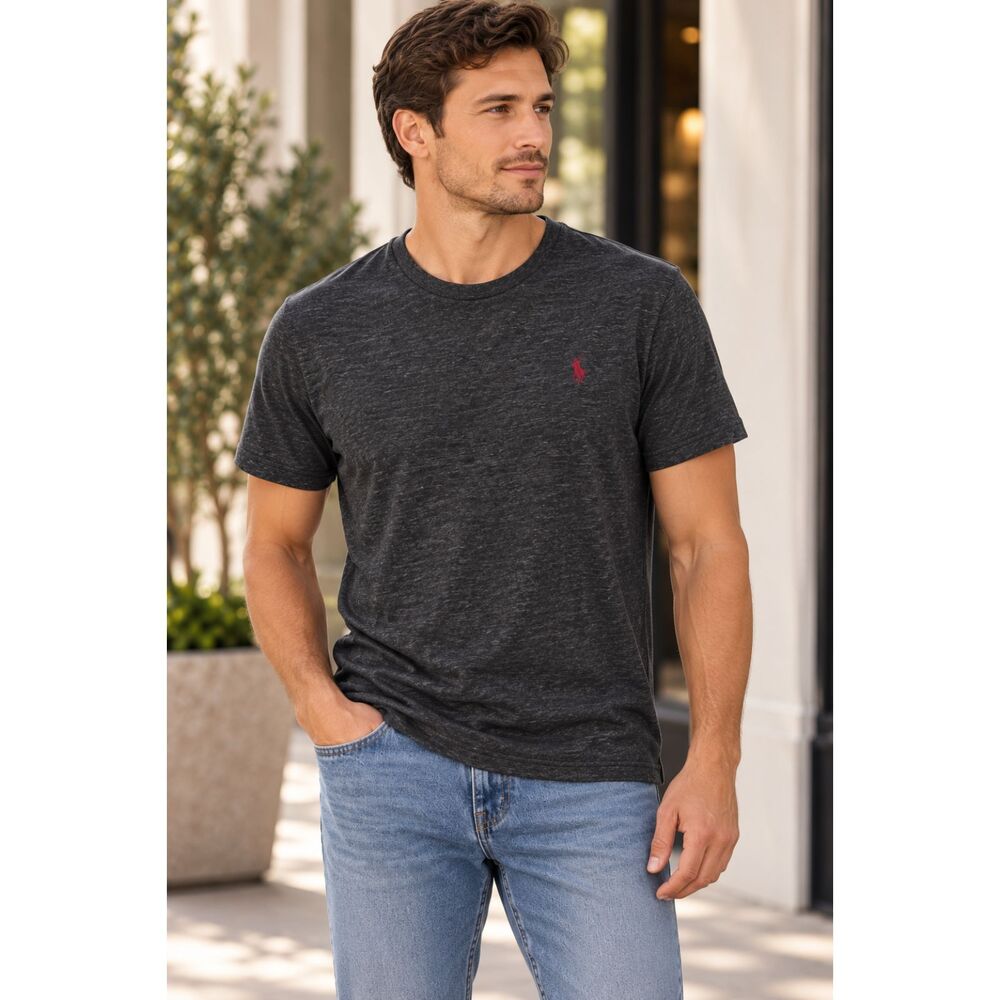 Polo Ralph Lauren Men’s L Gray Custom Fit Cotton Embroidered Pony Tee